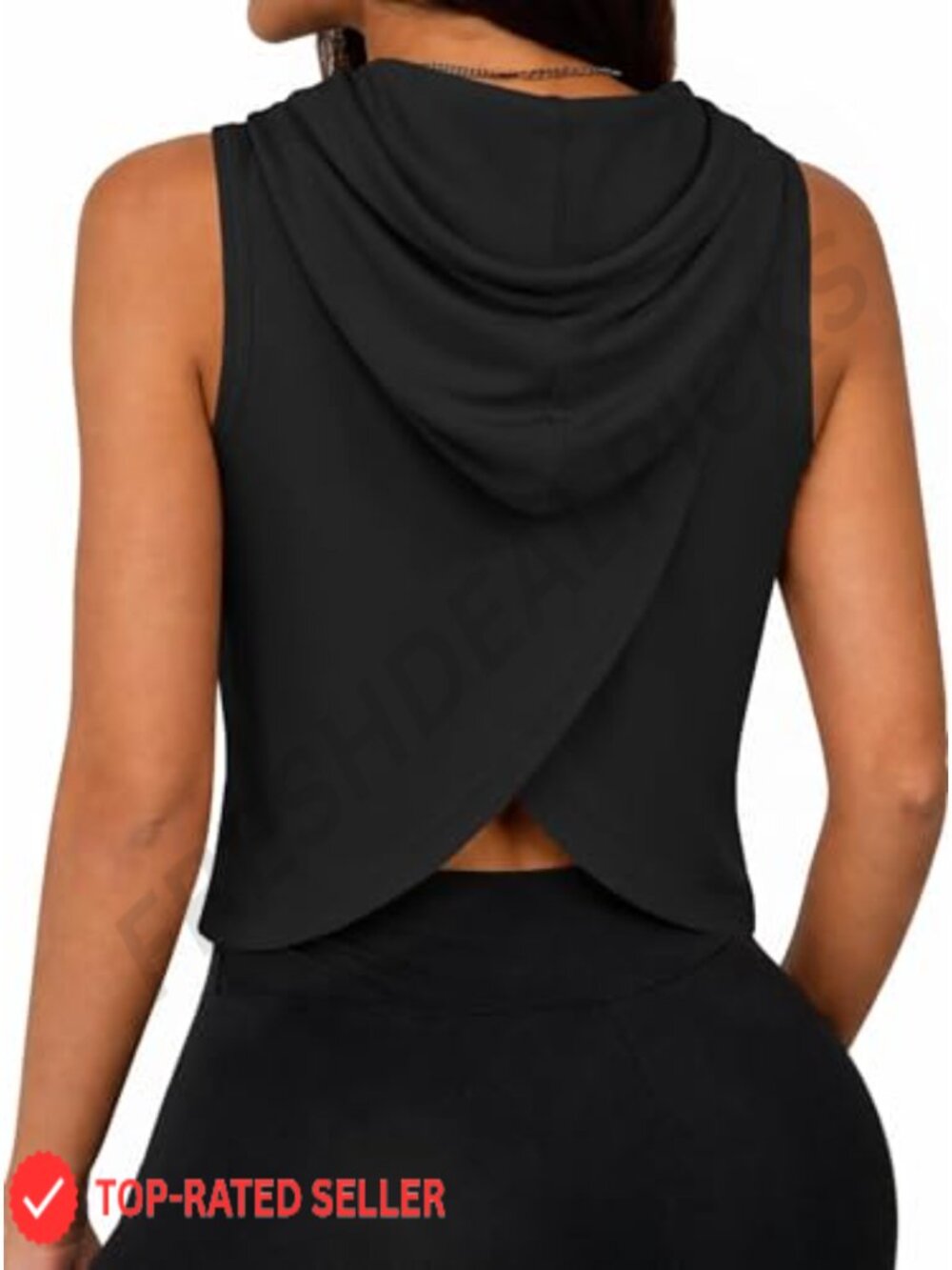Hilinker Sleeveless Hoodie Workout Crop Tank Top Crisscross Open Back Gym Yoga
